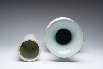 Un vase et un porte-chapeaux en porcelaine de Chine famille rose, 19&egrave;me/20&egrave;me si&egrave;cle