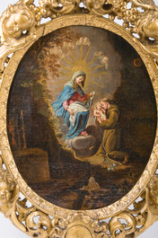 &Eacute;cole italienne, suiveur de Francesco Vanni (1563-1610): La vision de saint Fran&ccedil;ois d'Assise, huile sur toile, 18&egrave;me si&egrave;cle