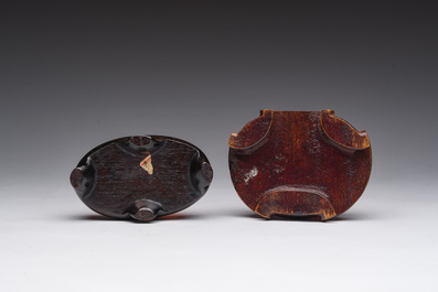 Deux figures de Shou Lao et Lan Cai He en corail rouge sculpt&eacute;, Chine, 19&egrave;me/20&egrave;me si&egrave;cle