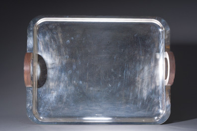 Service &agrave; caf&eacute; Art D&eacute;co de quatre pi&egrave;ces en m&eacute;tal argent&eacute;, mod&egrave;le Tonnelet, Christian Fjerdingstadt (1891-1968) pour Christofle, France, vers 1933