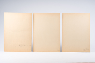 &Eacute;cole japonaise : Trois estampes Ukiyo-e et quatre Chirimen-e avec sc&egrave;nes anim&eacute;es, Edo/Meiji, 18&egrave;me/19&egrave;me si&egrave;cle