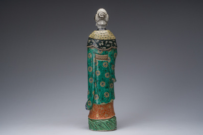 Importante figure d'une femme &agrave; l'enfant en porcelaine de Chine famille verte, 19&egrave;me si&egrave;cle