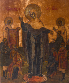 Trois ic&ocirc;nes orthodoxes, 'M&egrave;re de Dieu' et 'Notre Dame, joie des afflig&eacute;s', Russie, 19&egrave;me si&egrave;cle