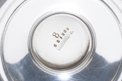 Service &agrave; caf&eacute; et &agrave; th&eacute; de cinq pi&egrave;ces en m&eacute;tal argent&eacute;, Wiskemann, Belgium, 20&egrave;me si&egrave;cle