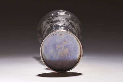 Verre balustre grav&eacute; et taill&eacute; &agrave; d&eacute;cor de spirale rouge et de Saint Ignace, Allemand, 18&egrave;me si&egrave;cle