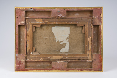 &Eacute;cole flamande, suiveur de David II Teniers (1610-1690): Int&eacute;rieur avec sc&egrave;ne de s&eacute;duction, huile sur toile, 19&egrave;me si&egrave;cle