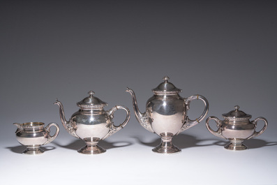 Service &agrave; caf&eacute; et &agrave; th&eacute; de cinq pi&egrave;ces en m&eacute;tal argent&eacute;, Wiskemann, Belgium, 20&egrave;me si&egrave;cle