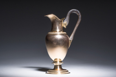 Pot &agrave; lait en argent dor&eacute; &agrave; anse en &eacute;b&egrave;ne, 950/000, poin&ccedil;on de ma&icirc;tre Lesage, Paris, France, premier quart du 19&egrave;me si&egrave;cle