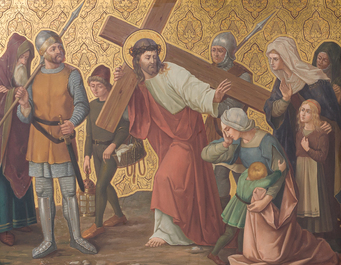 Ecole belge: Chemin de croix de douze tableaux, huile sur cuivre, ca. 1900