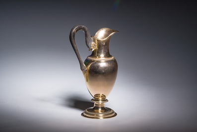 Pot &agrave; lait en argent dor&eacute; &agrave; anse en &eacute;b&egrave;ne, 950/000, poin&ccedil;on de ma&icirc;tre Lesage, Paris, France, premier quart du 19&egrave;me si&egrave;cle