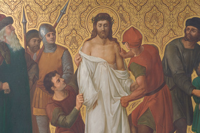 Ecole belge: Chemin de croix de douze tableaux, huile sur cuivre, ca. 1900