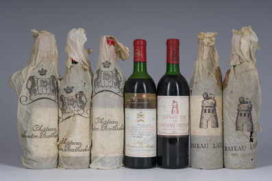 1971-1974 Ch&acirc;teau Latour et Ch&acirc;teau Mouton Rothschild, 7 bouteilles