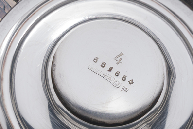 Service &agrave; caf&eacute; et &agrave; th&eacute; de cinq pi&egrave;ces en m&eacute;tal argent&eacute;, Wiskemann, Belgium, 20&egrave;me si&egrave;cle