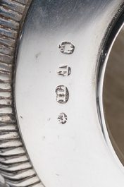 Belle th&eacute;i&egrave;re Empire en argent couronn&eacute;e d'un lion, poin&ccedil;on de ma&icirc;tre Jens Jensen, Copenhague, Danemark, dat&eacute; 1839