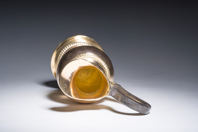 Pot &agrave; lait en argent dor&eacute; &agrave; anse en &eacute;b&egrave;ne, 950/000, poin&ccedil;on de ma&icirc;tre Lesage, Paris, France, premier quart du 19&egrave;me si&egrave;cle