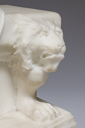 Richard Aurili (1834-ca. 1914, attribu&eacute; &agrave;): Groupe en marbre blanc d'un couple en train de se faire la cour sur un banc, d&eacute;but du 20&egrave;me si&egrave;cle