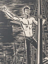 Frans Masereel (1889-1972): 'Nationale Bank' et 'Le Phare', deux gravures sur bois, dat&eacute; (19)38 et 1955