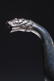 Belle th&eacute;i&egrave;re Empire en argent couronn&eacute;e d'un lion, poin&ccedil;on de ma&icirc;tre Jens Jensen, Copenhague, Danemark, dat&eacute; 1839