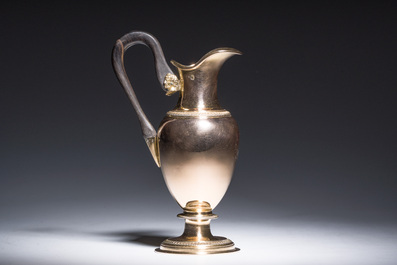 Pot &agrave; lait en argent dor&eacute; &agrave; anse en &eacute;b&egrave;ne, 950/000, poin&ccedil;on de ma&icirc;tre Lesage, Paris, France, premier quart du 19&egrave;me si&egrave;cle