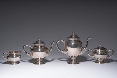 Service &agrave; caf&eacute; et &agrave; th&eacute; de cinq pi&egrave;ces en m&eacute;tal argent&eacute;, Wiskemann, Belgium, 20&egrave;me si&egrave;cle