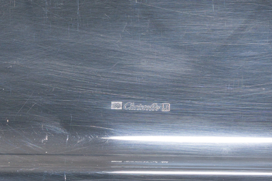 Service &agrave; caf&eacute; Art D&eacute;co de quatre pi&egrave;ces en m&eacute;tal argent&eacute;, mod&egrave;le Tonnelet, Christian Fjerdingstadt (1891-1968) pour Christofle, France, vers 1933