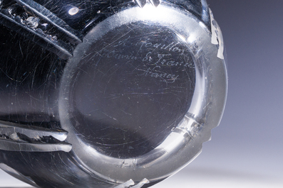 Auguste Houillon (1885-1954): Vase Art D&eacute;co en cristal fini au burin, France, Nancy, deuxi&egrave;me quart du 20&egrave;me si&egrave;cle