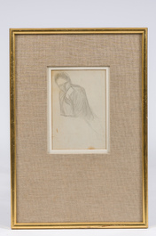 George Minne (1866-1941): Une r&eacute;flexion, crayon sur papier