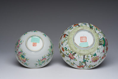 Deux bols en porcelaine de Chine famille rose, marque et &eacute;poque de Tongzhi