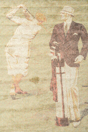 Tapisserie murale repr&eacute;sentant deux hommes jouant au golf, 20&egrave;me si&egrave;cle