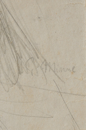 George Minne (1866-1941): Une r&eacute;flexion, crayon sur papier