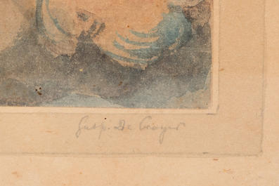 Ecole flamande, &agrave; la mani&egrave;re de Gaspard de Crayer (1584-1669): L'ascension, aquarelle sur papier, 18&egrave;me si&egrave;cle