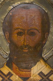 Deux ic&ocirc;nes orthodoxes, 'Saint Nicolas' et 'Quatre saints', Russie, 18&egrave;me/19&egrave;me si&egrave;cle
