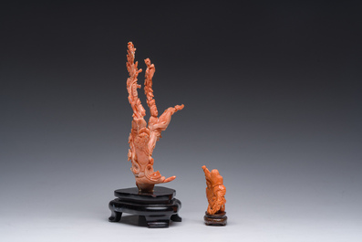 Deux sculptures en corail rouge, Chine, 19&egrave;me/20&egrave;me si&egrave;cle