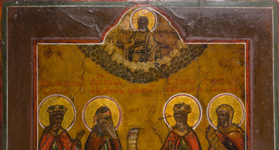 Deux ic&ocirc;nes orthodoxes, 'Saint Nicolas' et 'Quatre saints', Russie, 18&egrave;me/19&egrave;me si&egrave;cle