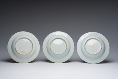 Neuf assiettes en porcelaine de Chine, Qianlong et post&eacute;rieur