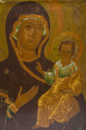 Deux ic&ocirc;nes orthodoxes, 'M&egrave;re de Dieu', Russie, 18&egrave;me/19&egrave;me si&egrave;cle
