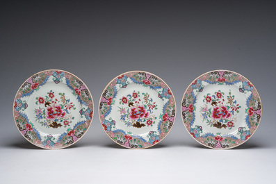 Neuf assiettes en porcelaine de Chine, Qianlong et post&eacute;rieur