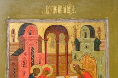 Ic&ocirc;ne orthodoxe, Pr&eacute;sentation au Temple de la Vierge Marie', Russie, vers 1800