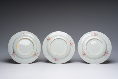 Neuf assiettes en porcelaine de Chine, Qianlong et post&eacute;rieur