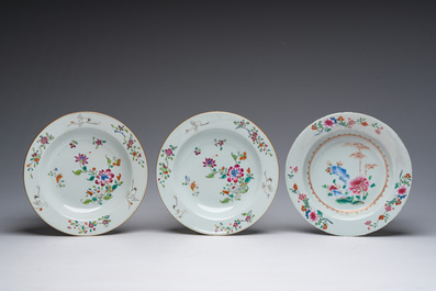 Neuf assiettes en porcelaine de Chine, Qianlong et post&eacute;rieur