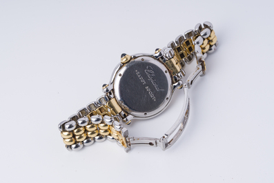 Montre de femme Chopard 'Happy Sport' en acier inoxydable et or 18 carats avec sept 'Happy Diamonds', Suisse, dernier quart du 20&egrave;me si&egrave;cle