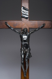 Corpus Christi argent avec une croix en bois, 18&egrave;me si&egrave;cle