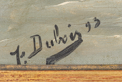 &Eacute;cole belge: Quatre marines, huile sur panneau et toile, 19&egrave;me/20&egrave;me si&egrave;cle