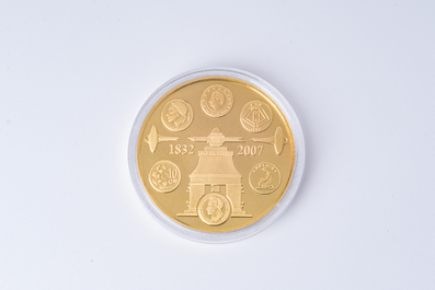 Pi&egrave;ce d'or de 100 euros repr&eacute;sentant 175 ans de frappe mon&eacute;taire en Belgique, 999/000, Belgique, dat&eacute; 2007