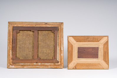 &Eacute;cole belge: Quatre marines, huile sur panneau et toile, 19&egrave;me/20&egrave;me si&egrave;cle