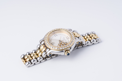 Montre de femme Chopard 'Happy Sport' en acier inoxydable et or 18 carats avec sept 'Happy Diamonds', Suisse, dernier quart du 20&egrave;me si&egrave;cle
