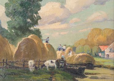 &Eacute;cole belge: Deux paysages divers, huile sur toile et panneau