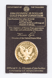 Pi&egrave;ce d'or de dix dollars comm&eacute;morant les Jeux olympiques, &Eacute;tats-Unis, dat&eacute; 1984