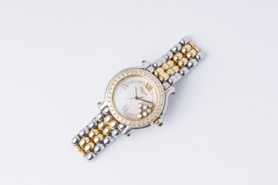 Montre de femme Chopard 'Happy Sport' en acier inoxydable et or 18 carats avec sept 'Happy Diamonds', Suisse, dernier quart du 20&egrave;me si&egrave;cle