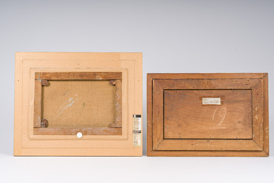 &Eacute;cole belge: Deux paysages divers, huile sur toile et panneau